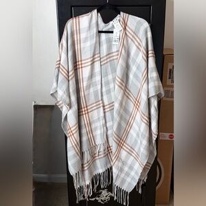 Three Dots Plaid Fringe Kimono